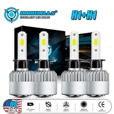 2Pair H1 LED Headlight Bulbs Kit High Low Beam 6000K 600000LM Xenon White Lights