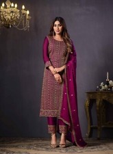 Heavy Georgette All Over Embroidery Work Semi Stitched Suits By Aarshi Fashions