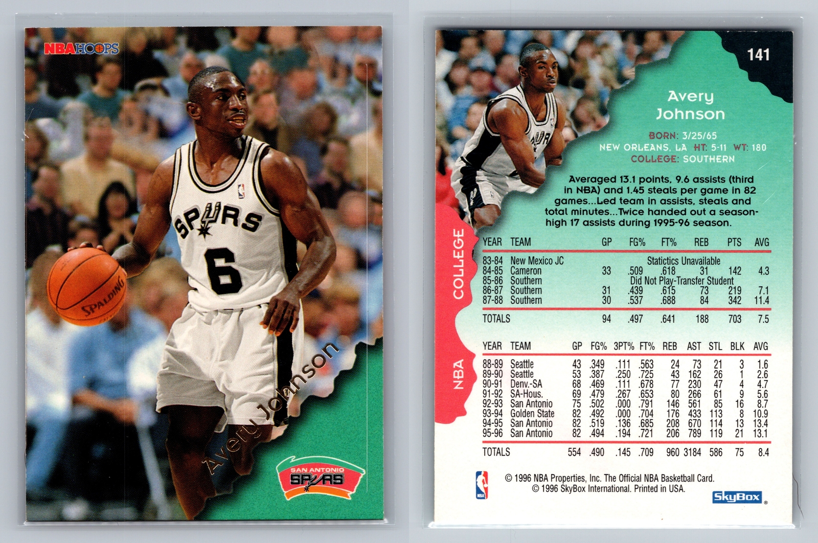 1996-97 Hoops #141 Avery Johnson