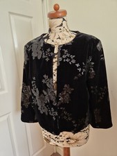 Together Black Velvet Floral Embellished Trophy Jacket Size 18 Bnwt Rrp £85