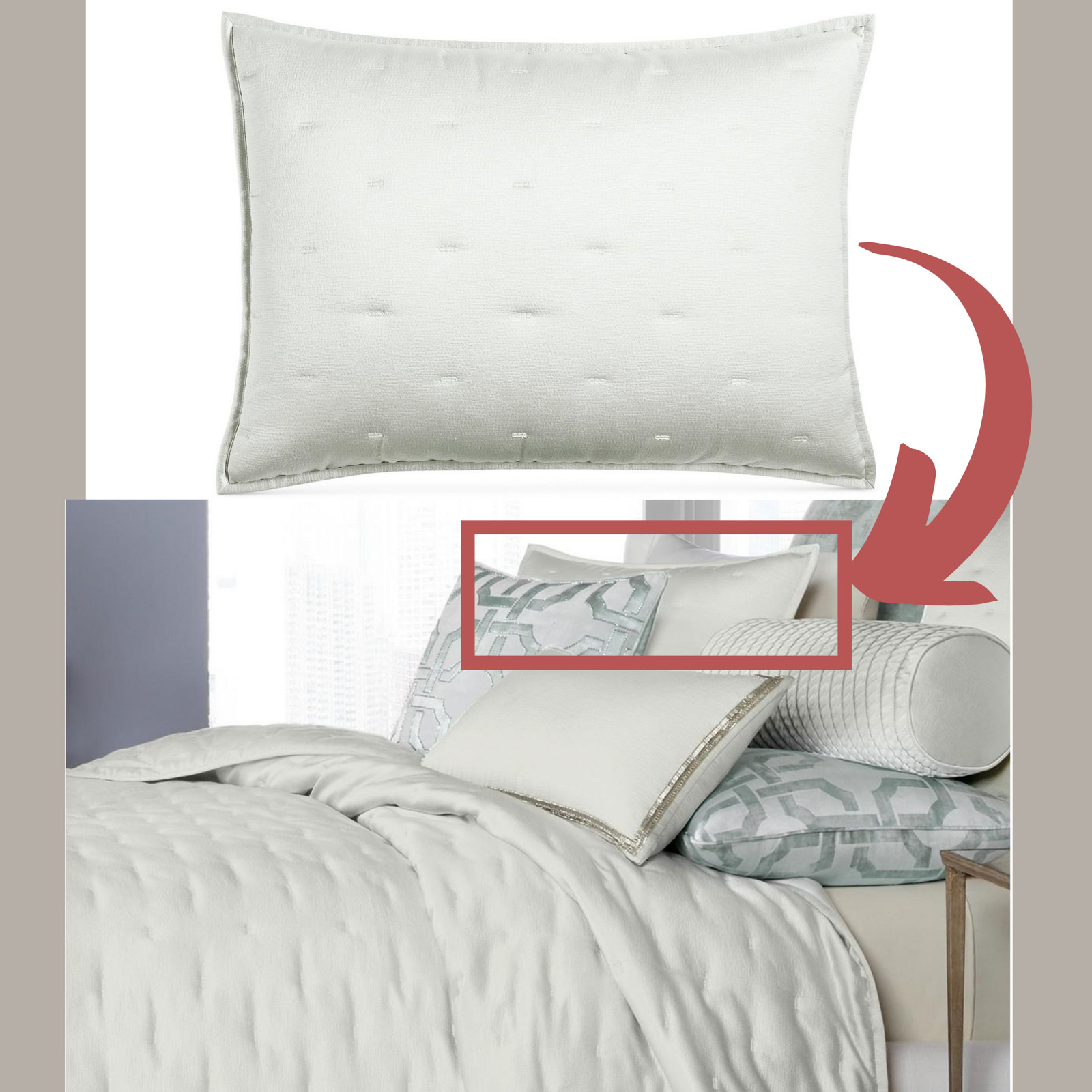 NIB $135 [ 1 Standard ] Quilt Pillow Sham for Hotel Collection Fresco Sage #209