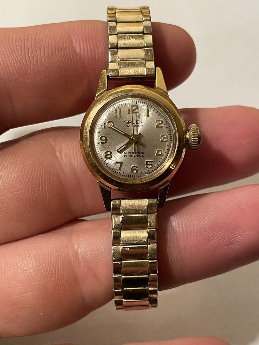 Vintage Gruen Watch Women Gold Silver Tone 17 Jewels Swiss  display picture 3