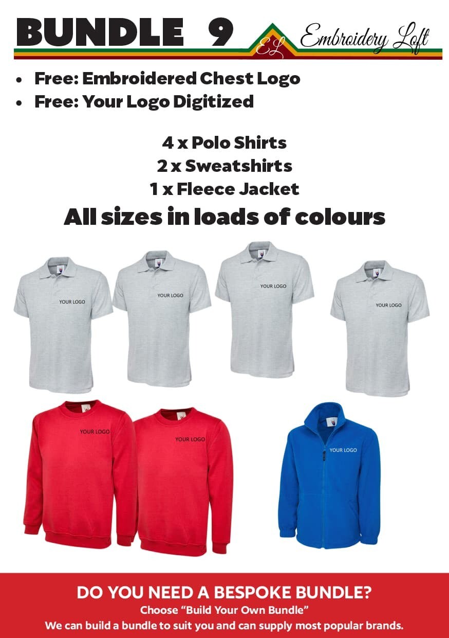 Personalised Embroidered Workwear Package POLO SHIRT WORKWEAR UNIFORM  PACKAGE 9