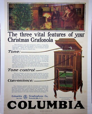 Original 1915 Vintage print AD: Columbia Grafonola #Household Collectives