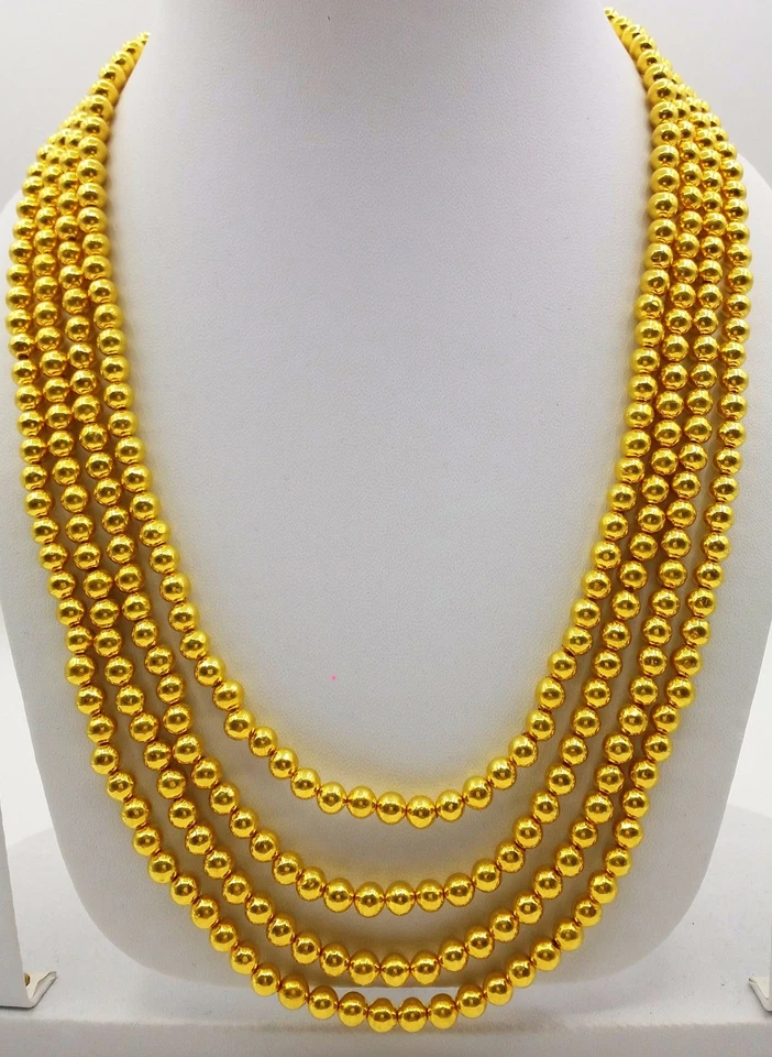 COLLAR BOLA ORO AMARILLO CADENA 4 LÍNEAS CUENTAS MALA ORO 20K CADENA JOYERÍA Foto 4 de 4