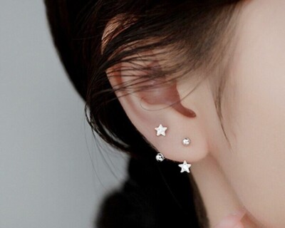Sterling Silber Stern Schraubverschluss Ohrringe, kleine CZ Stern mehrere Piercing Ohrring