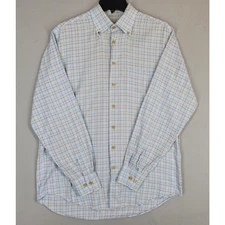 Scott Barber Shirt Mens M Colorful Plaid Pockets Long Sleeve Causal Button