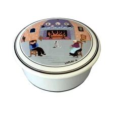 Villeroy and Boch Trinket Box Round Porcelain Naif Folk Art 4" Cozy Indoors