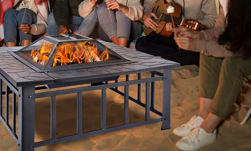 Brasero de jardin sécurisé contre les étincelles avec grille de cuisson amovible
