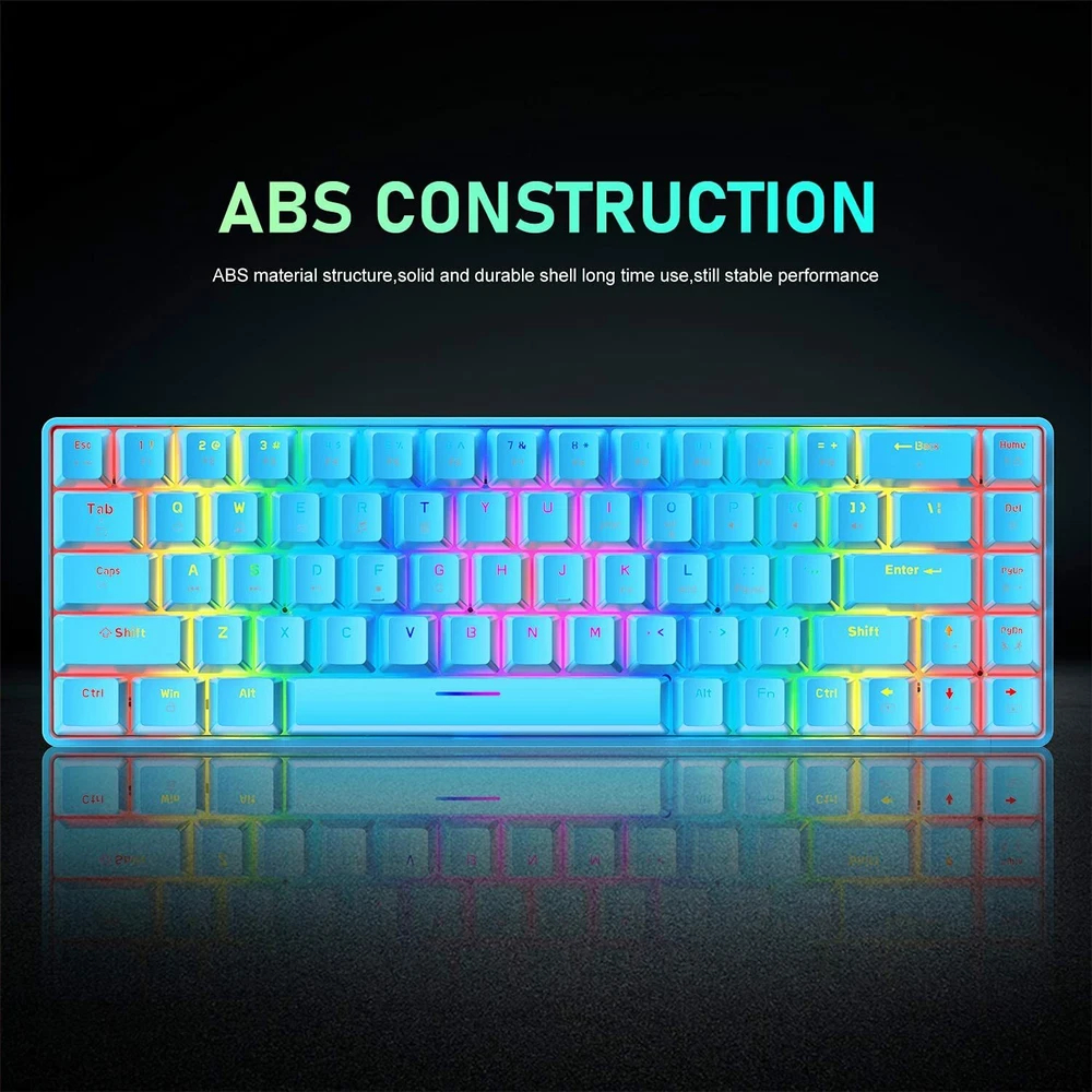 Mechanical Keyboard Wired 68 Keys Gaming Keyboard Red Switch Keyboard RGB Light