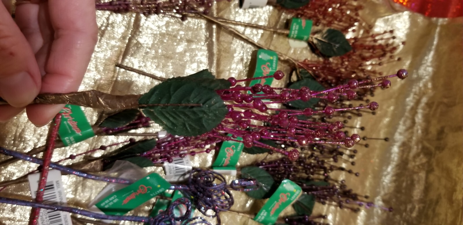 Vintage MSI “The Christmas Collection” Floral Wire Picks Sprays Stems NOS Lot