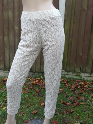 CALZEDONIA Beige Lace Ladies Leggings. Size S / 8-10 RRP £25 | eBay