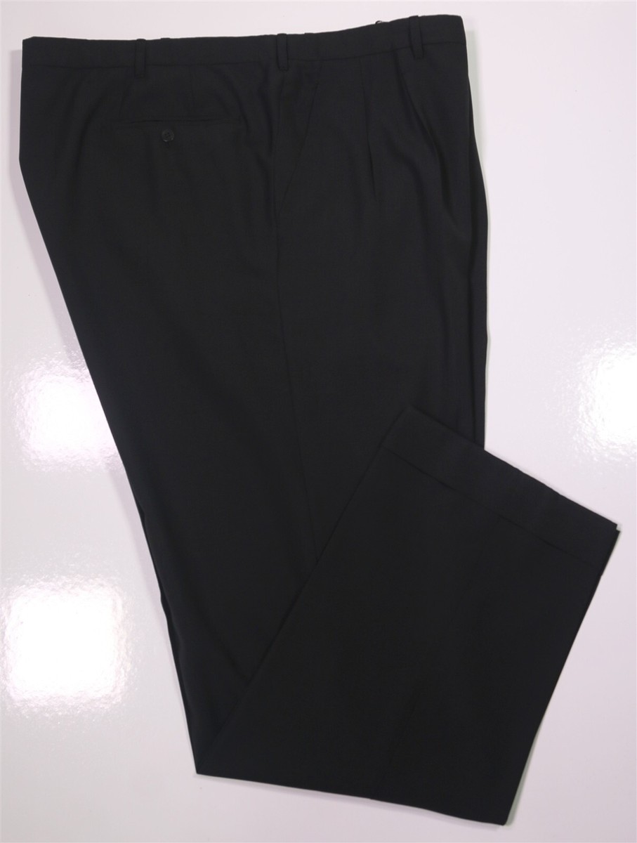 Battistoni Bespoke Black Wool Button-Fly Dress Pants Trousers Bespoke 42x32