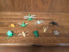 Insect Figures Lot Of 10 Plastic Toys Spiders Beetles Dragonfly Grasshopper