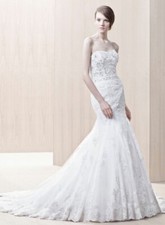 Enzoani SZ 16 Gerry Mermaid Wedding Dress Ivory/Silver Beaded Bodice Lace Skirt