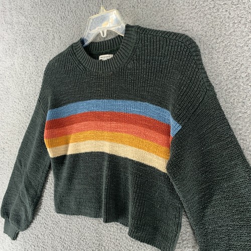 Knit Sweater Balloon Sleeve Stripe 