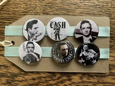 Johnny Cash Country Music Singer Ring of Fire - Button Pin Badge Set