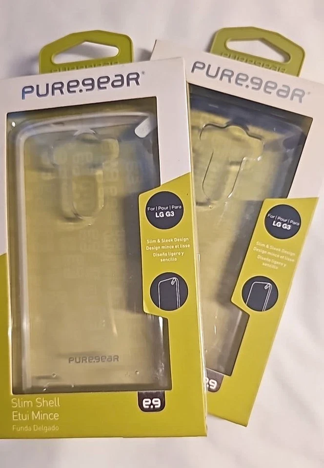 Lote de 2 fundas de impacto Puregear Slim Shell para LG G3 cubiertas transparentes delgadas negras blancas Foto 2 de 4
