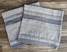 RALPH LAUREN 2 Euro Pillow Shams Blue Gray Geometric Stripes Farmhouse Cotton
