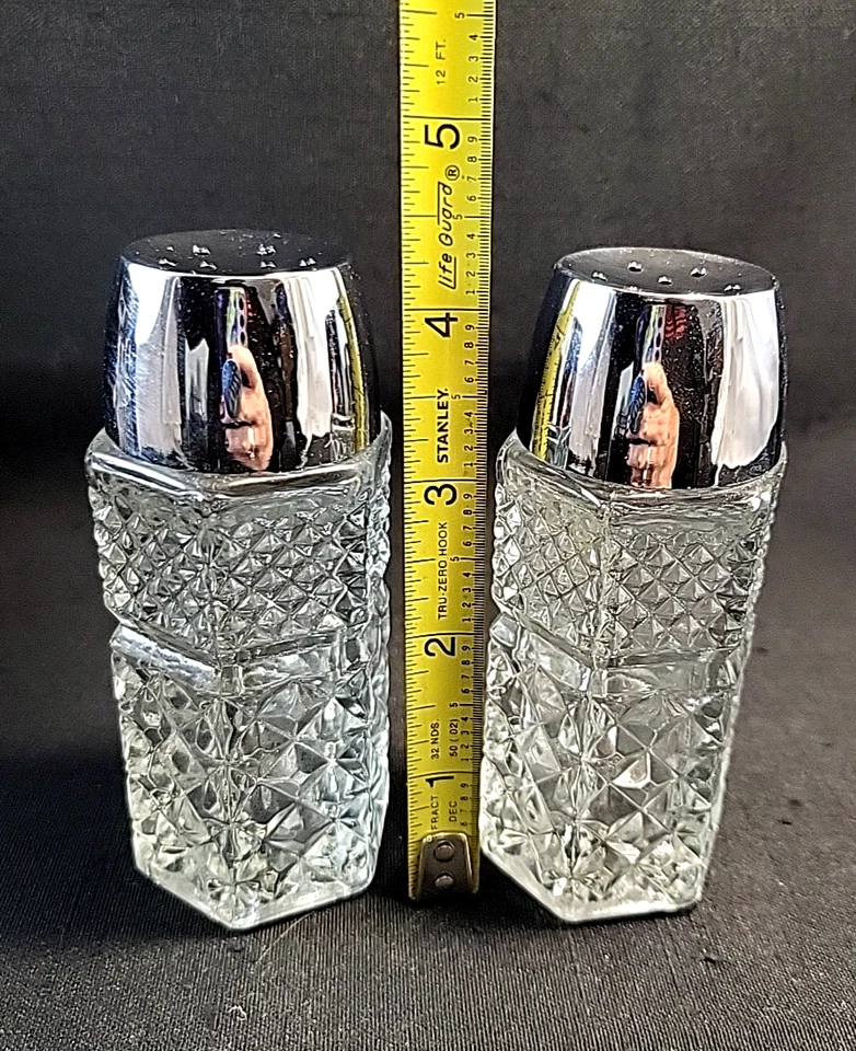 Salero y pimentero Anchor Hocking Wexford diamante transparente 4" en caja original  Foto 3 de 4