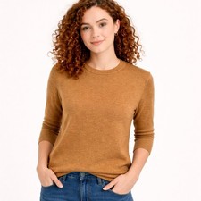 J. Crew Lightweight Merino Sweater Womens Medium 3/4 Sleeve Cinnamon