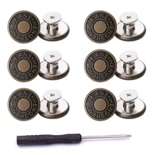 12 Pcs Button for Sewing Metal Jeans,17 mm -Sew Nailess Removable Metal Jeans B