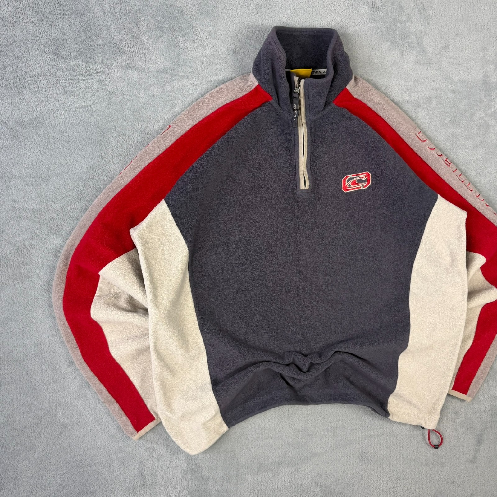 VTG O'Neill 2000's Launch Grey/Cream Fleece Oversized XL Quarter Zip Sweatshirt image 2