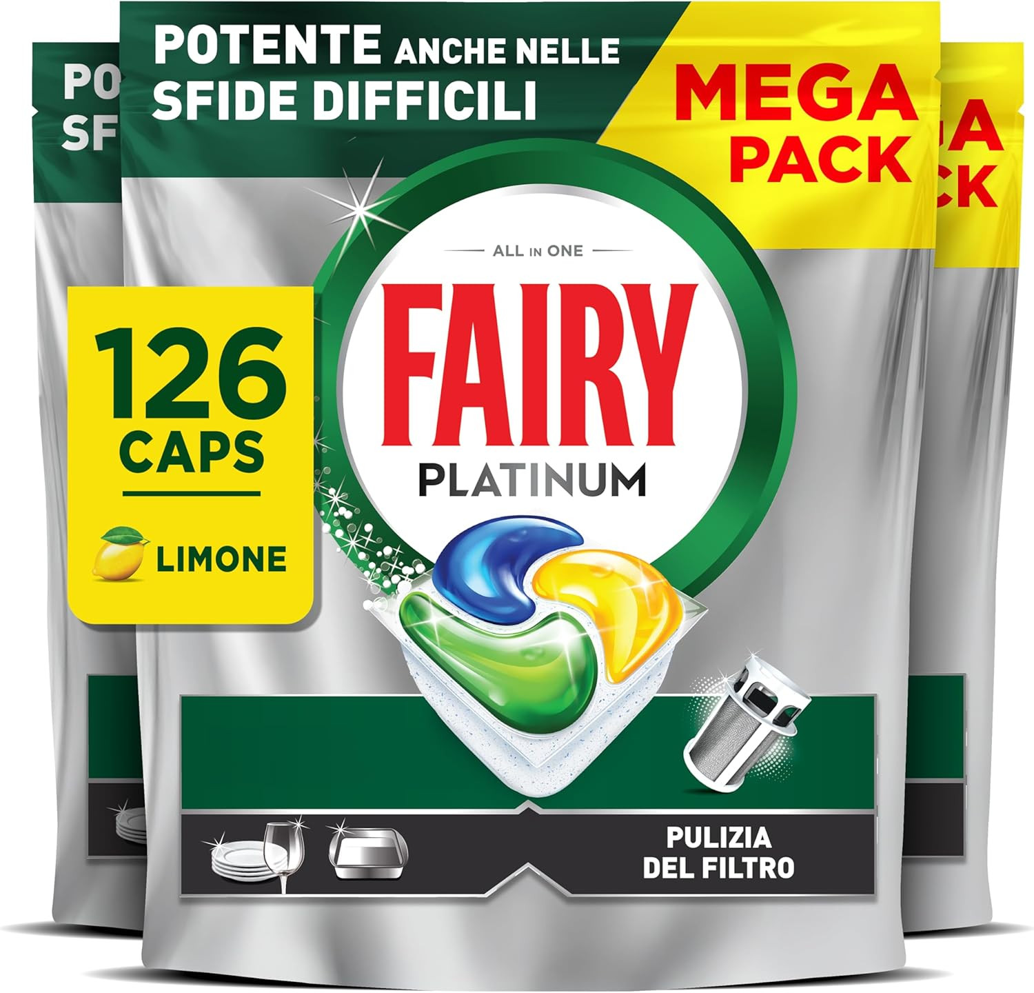 Detersivo Lavastoviglie Platinum 126 Capsule Fairy - Pulizia Profonda e Brillantante