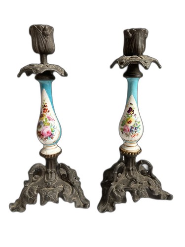 French Cast Iron Candle Holders - Thumbnail 2