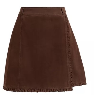 Cinq À Sept,5a7,Scotlyn Ruffled Mini suede Skirt Sz S NWT $1300