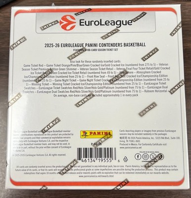 2025-26 Panini Contenders EuroLeague Basketball Factory Sealed