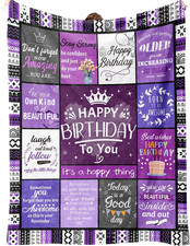 Gifts for Women, Friendship Blanket Purple 60"X50", Happy Decorations Birthday