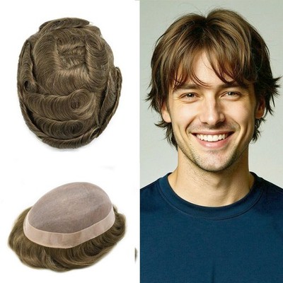 Fine Mono Mens Toupee Human Hair Piece Monofilament NPU Toupee for Men Hair Unit