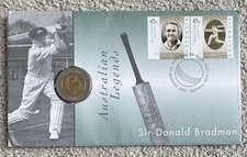 1997 Australian $5 In FDC Sir Donald Bradman. Two Australian Stamps.