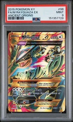 2015 POKEMON XY ANCIENT ORIGINS 98 FULL ART/M RAYQUAZA EX PSA 9 NEW CERT MINT