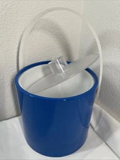 VINTAGE Shelton Designs Ware Ice Bucket Retro Barware USA 1970s BLUE USED
