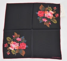New Alexander McQueen 522976 PAINTED ROSES Silk Handkerchief Scarf
