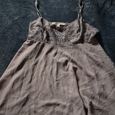 Victoria's Secret Women's Gray Lace Bow Chemise Nightgown V-Neck Adjustable S