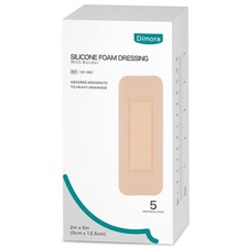 Foam Wound Dressing 2x5 Waterproof Silicone Bandages with Adhesive Border, Su...