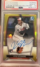 KYLE STOWERS 2023 Bowman Chrome Yellow Refractor Rookie Auto #/75 MARLINS PSA 10