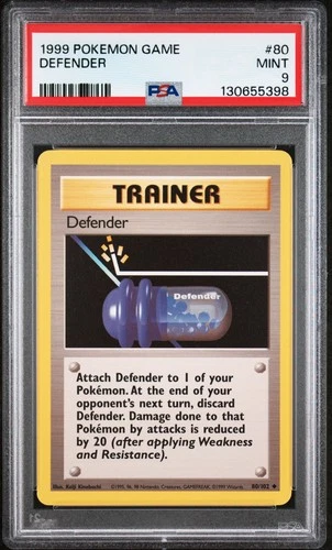 1999 POKEMON BASE SET UNLIMITED #80 DEFENDER PSA 9