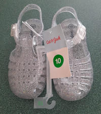 CAT JACK SILVER GLITTER JELLY SANDALS TODDLER KIDS SIZE 10 SHOES BRAND NEW