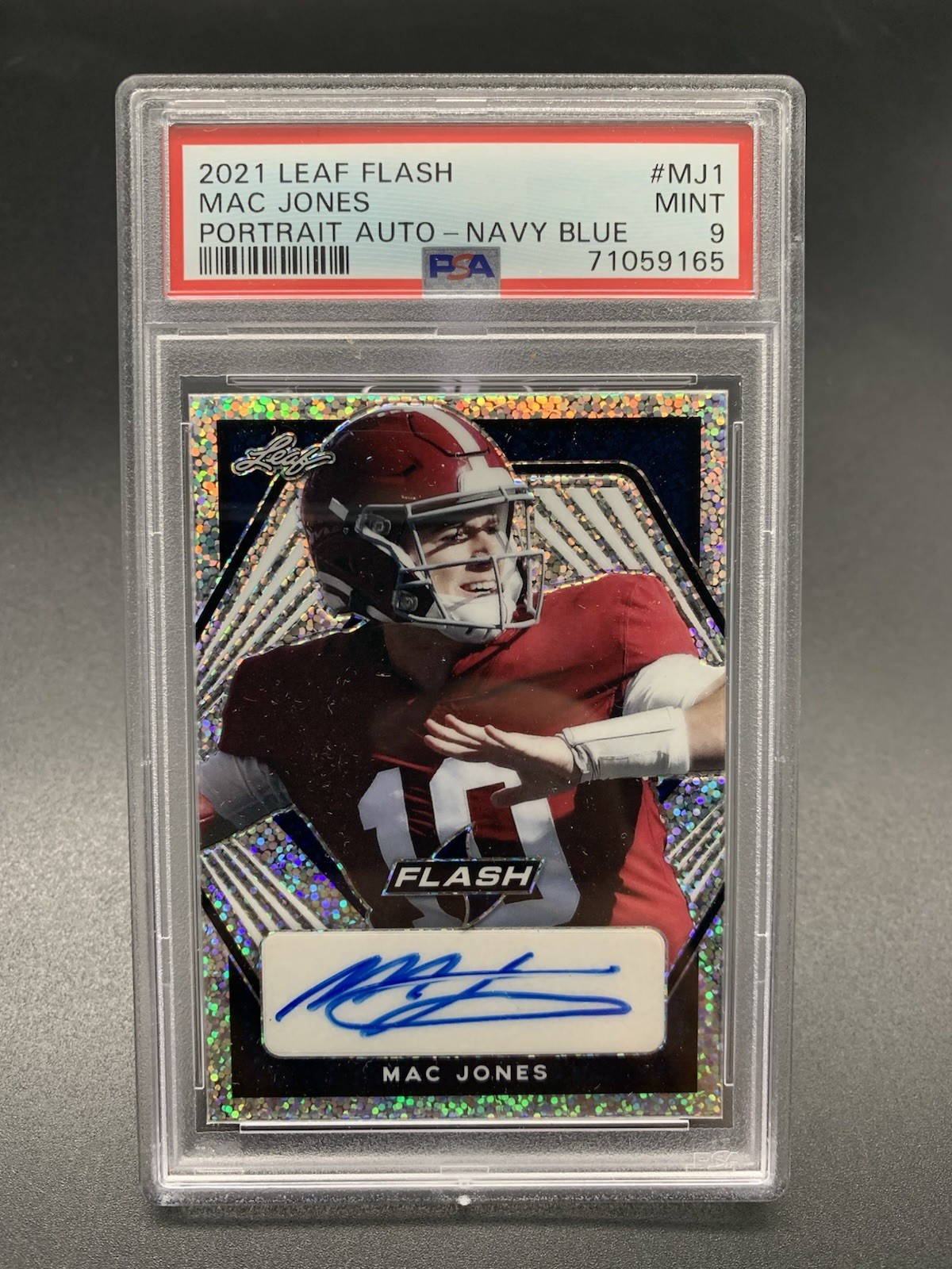 Mac Jones Leaf Flash Portrait Autographs #MJ1 Navy Blue