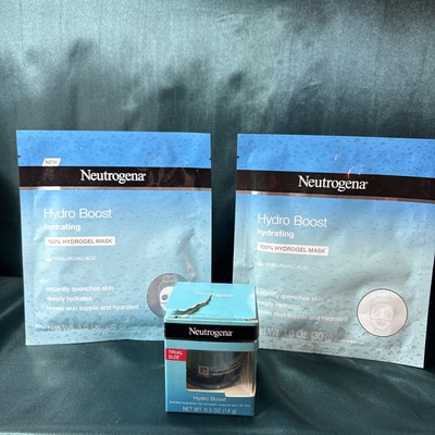 Neutrogena Hydro Boost Water Gel 0.5 oz. Sealed & 2- Hydro Boost Hydrating Mask