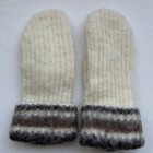 ALAFOSS ICEWOOL Knitted Mittens Women’s One Size Iceland Ivory Stripe Cuff — photo 2
