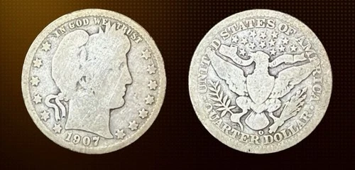 Photo of a 1907-O Barber Quarter from an eBay sale