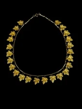 Vintage Gold Fig Leaf Choker Necklace Unsigned 17”
