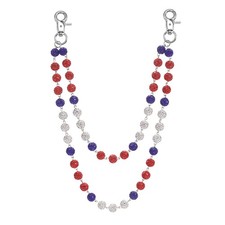 Sparkly Ceramic Beads Pants Wallet Chain, Bohemian Layered Chain, Red/Blue/White