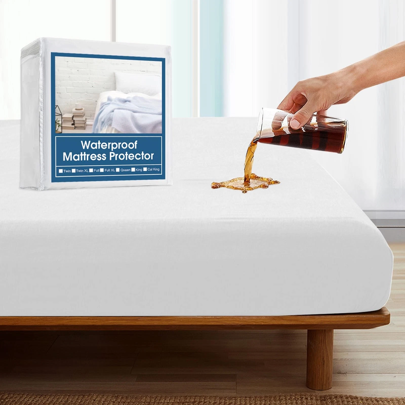 SPRINGSPIRIT Queen Mattress Protector, Size Cover Queen, White