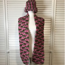 NWT Handmade Crocheted Camouflage Textured Beanie  Scarf 66  